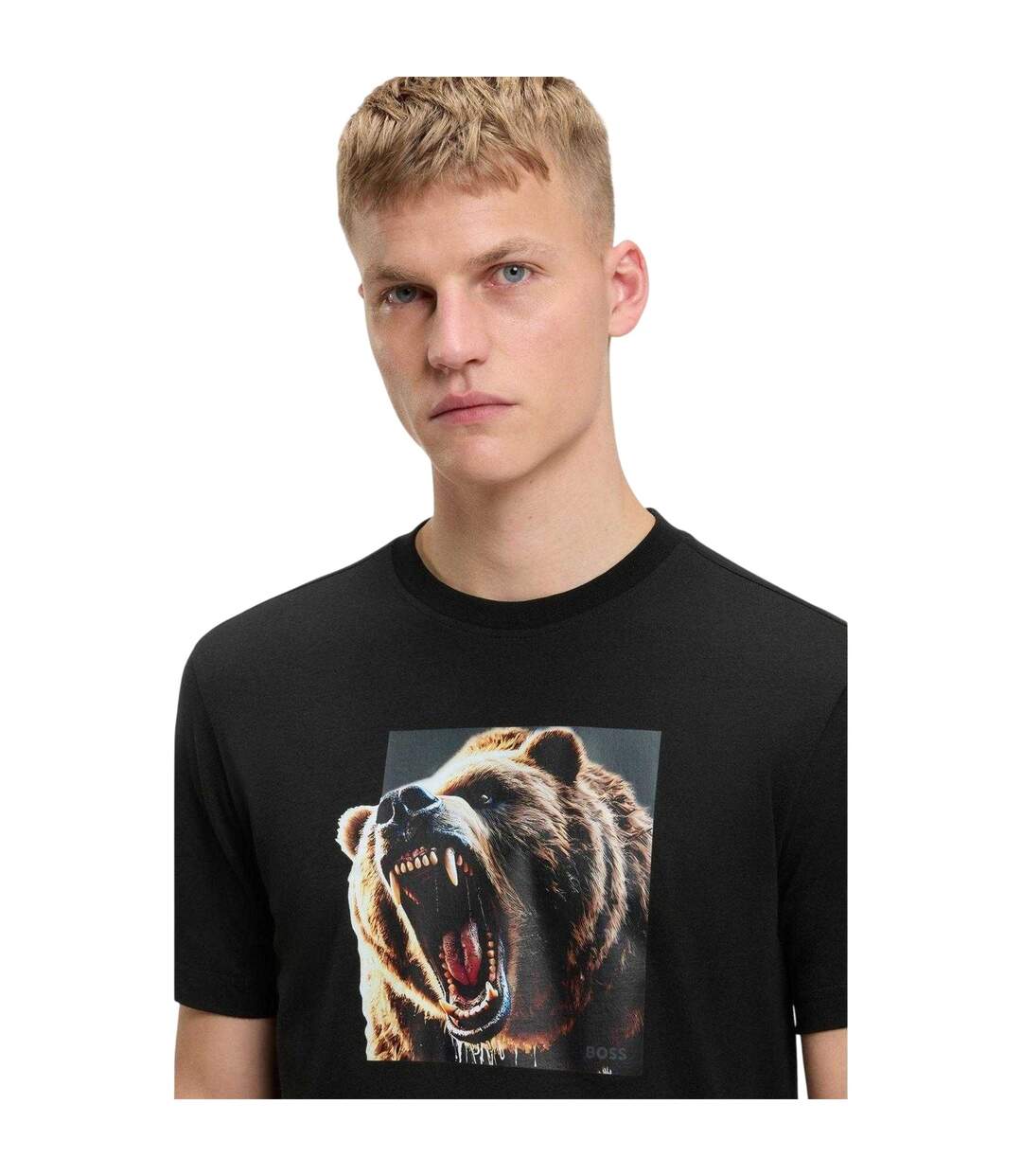 T-shirt Motif/style Doberman Homme Noir Boss-4