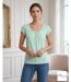 Tee-shirt Mayflower Djibouti4 en coton bio : la douceur du vert sauge et des fronces féminines-5