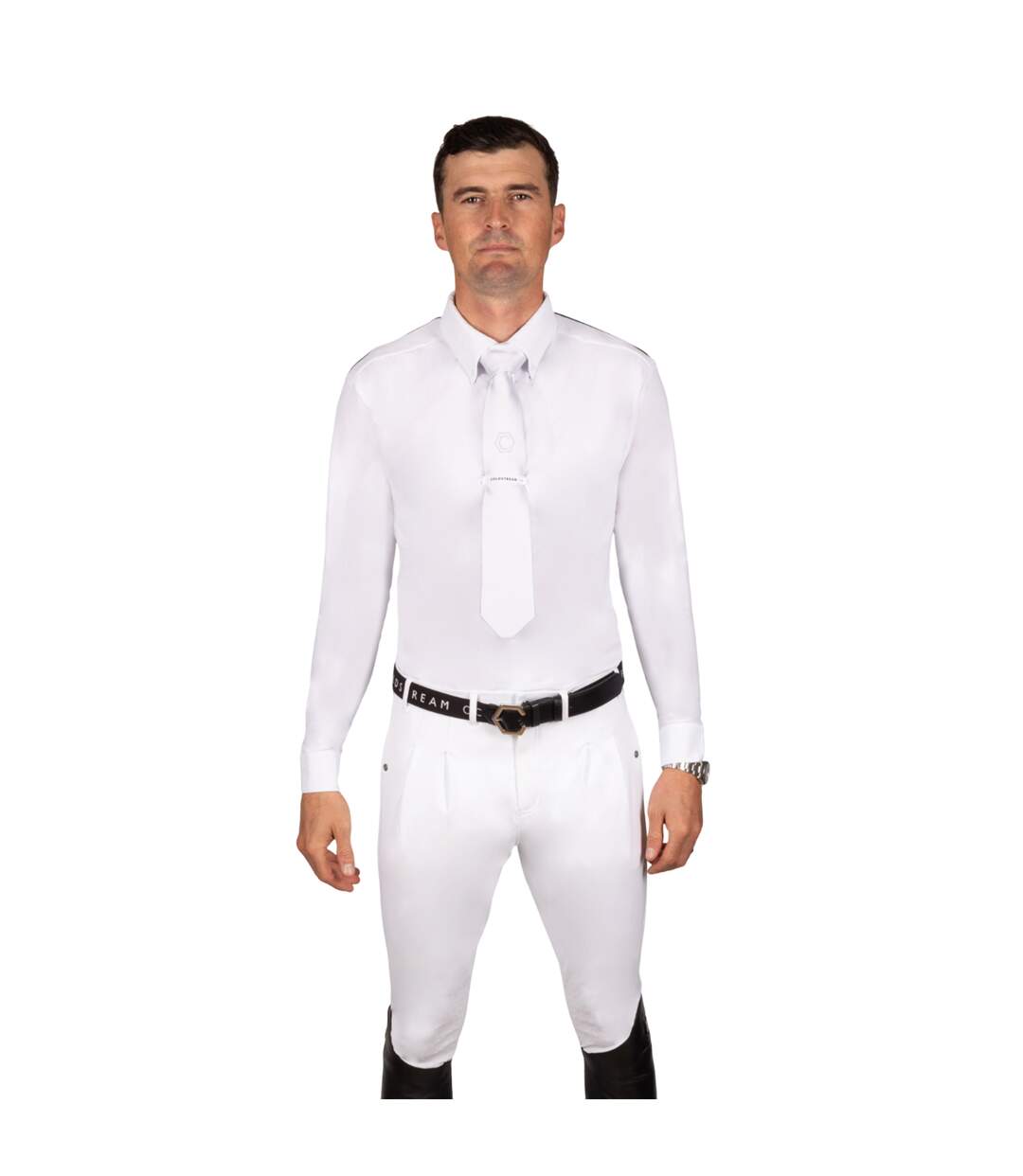 Mens Penton Long-sleeved Show Shirt White Navy Coldstream-1