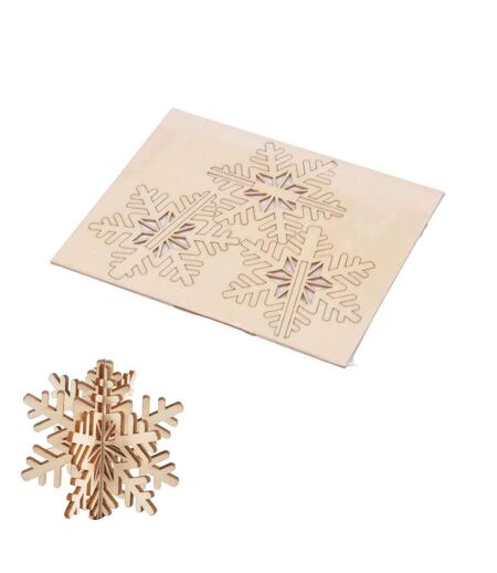 Puzzle 3D à Personnaliser Flocon de Noël 8cm Naturel
