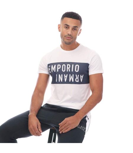 T-shirt homme blanc / bleu marine Emporio Armani