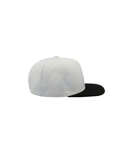 Atlantis Snap Back Flat Visor 6 Panel Cap (White/Black)