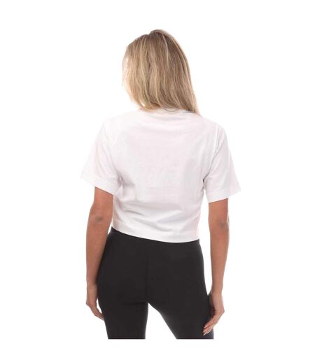 Womens/ladies Bounce Helvetica Crop T-shirt White Black Off White