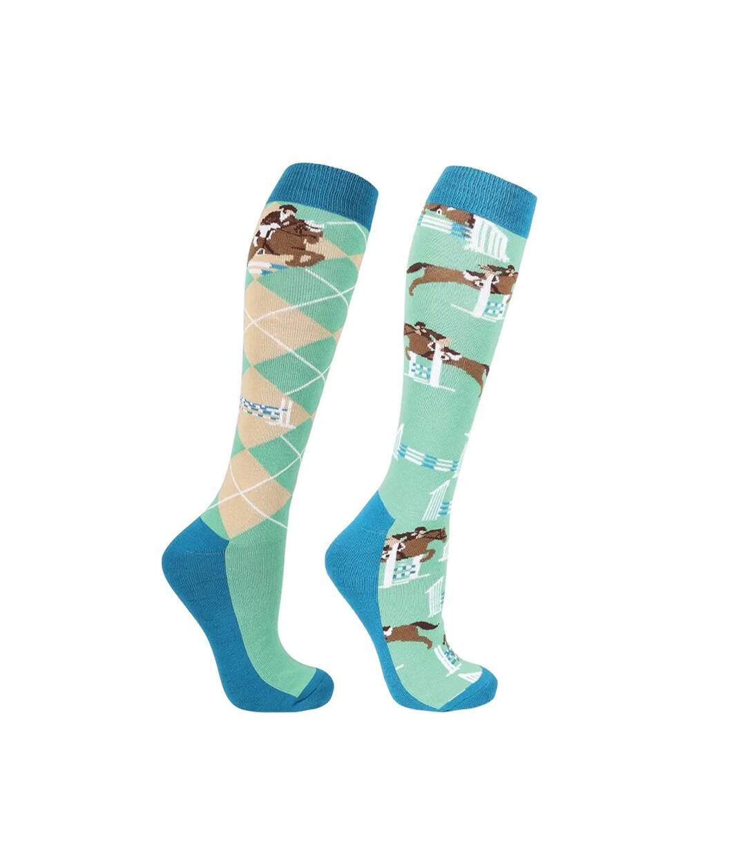 Chaussettes adulte émeraude / bleu / beige HyFASHION