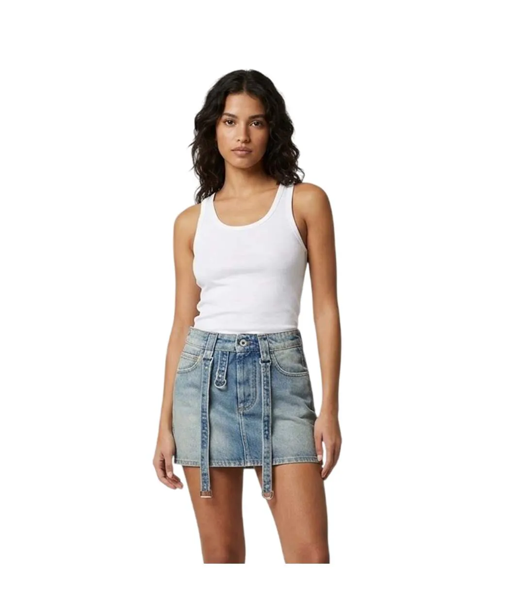 Mini Jupe Motif/style Cargo Femme Vieux Bleu Off-White-4