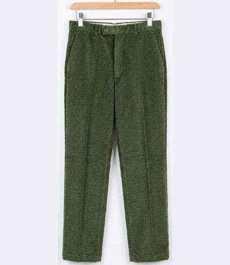 MAYFLOWER D373 — Pantalon velours extensible kaki : confort stretch et taille haute