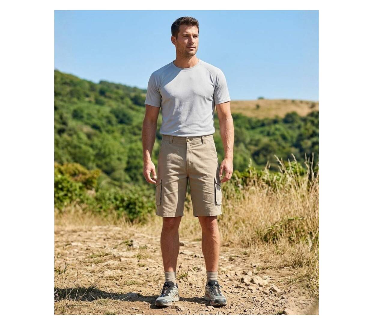 CHALLENGER INDIANA1 : Bermuda homme en coton stretch beige robuste et extensible-5