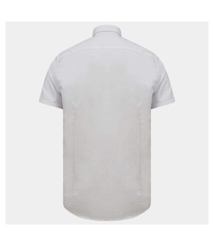 Henbury Mens Modern Short Sleeve Slim Fit Oxford Shirt (White) - UTPC3830
