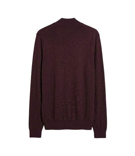 Mens Zip Neck Sweater Top Burgundy Farah