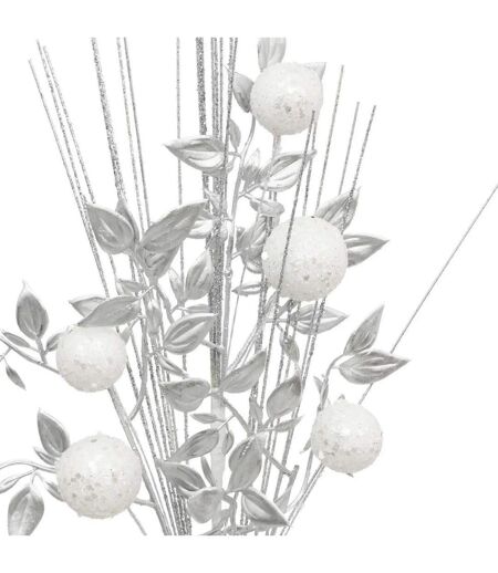 Branche Déco de Noël Feuilles & Boules 75cm Argent