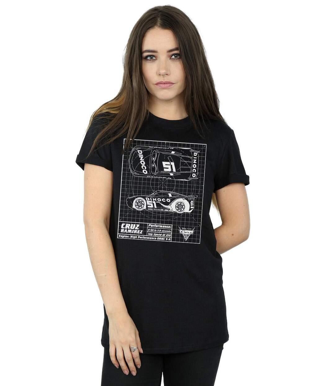 Disney - T-shirt CARS CRUZ RAMIREZ BLUEPRINT - Femme (Noir) - UTBI16091-2