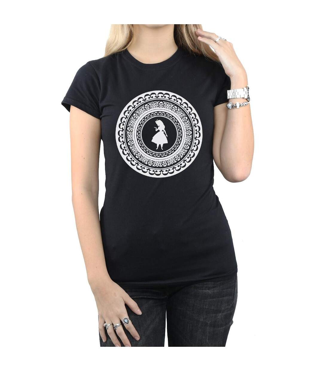 Disney Femme/Ladies Alice In Wonderland Circle Cotton T-Shirt (Noir) - UTBI6779-3