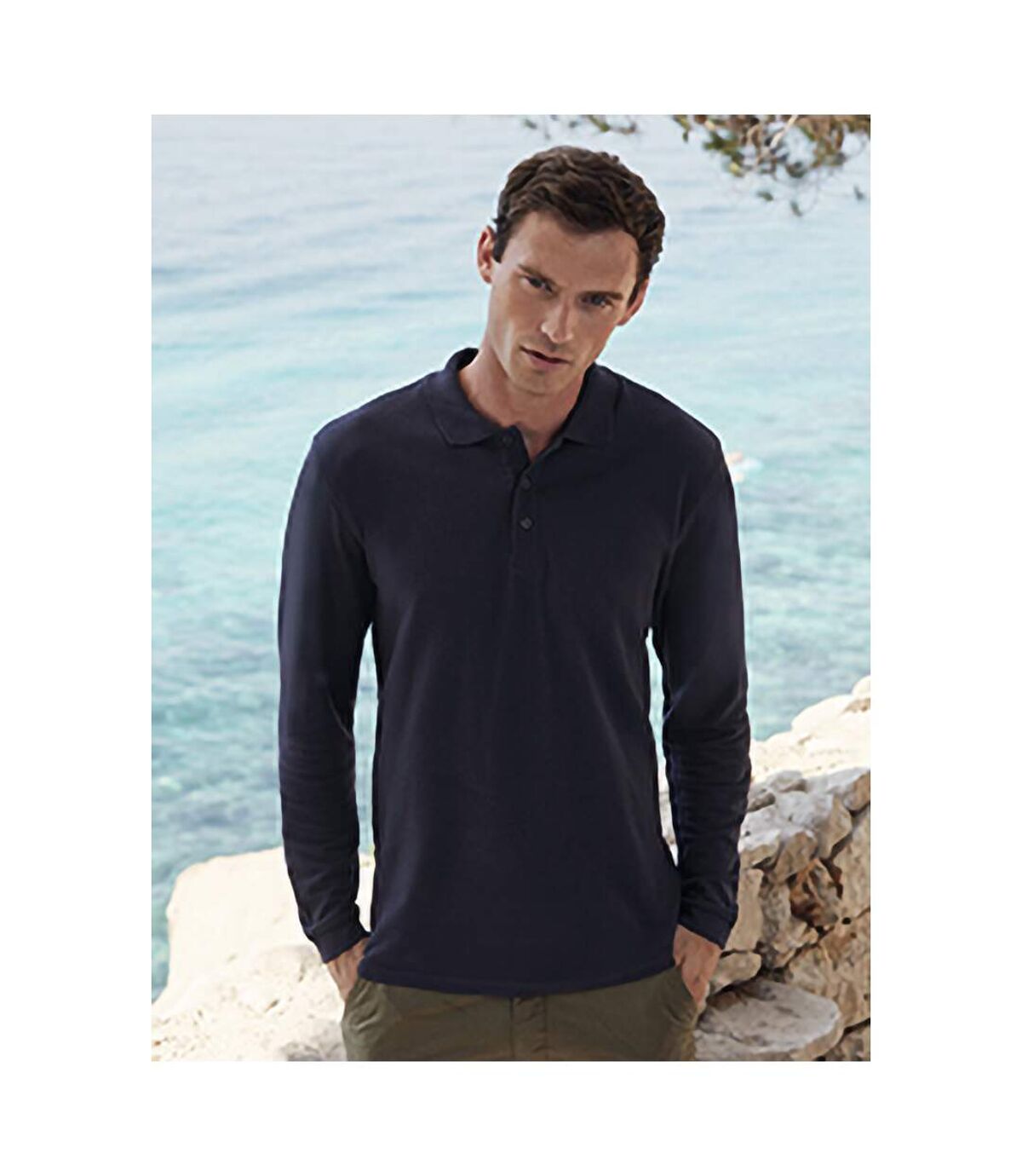 Fruit Of The Loom Mens Premium Long Sleeve Polo Shirt (Deep Navy) - UTBC1383
