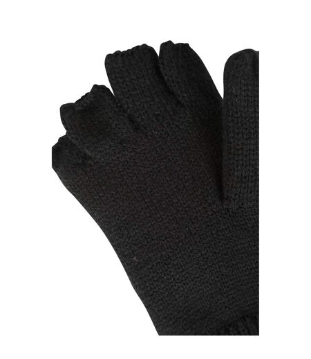 Womens/ladies faux fur lined fingerless gloves black Mountain Warehouse