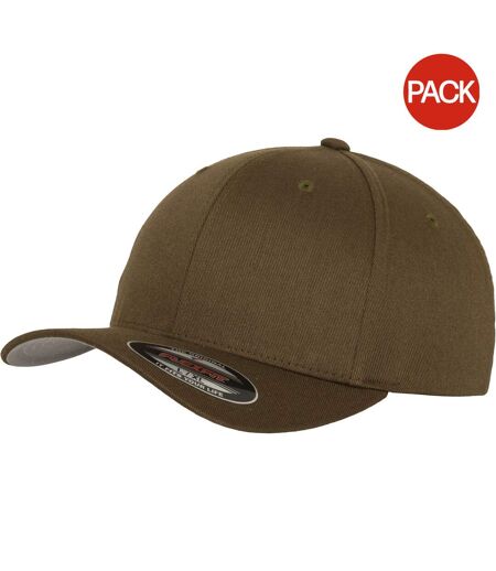 Lot de 2  casquettes de baseball homme olive Yupoong