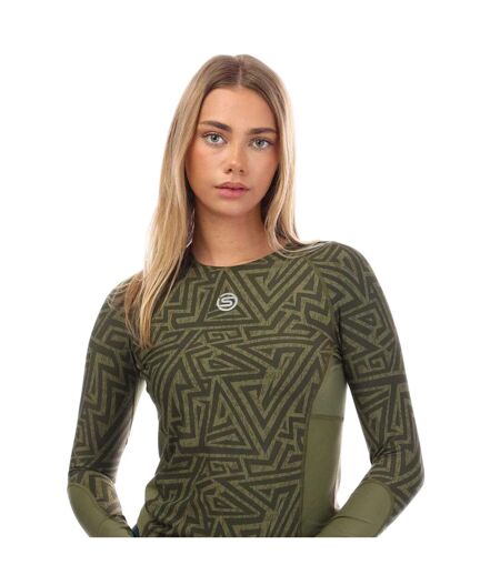 Womens/ladies Series-3 Nylon Long-sleeved Top Khaki Green Skins