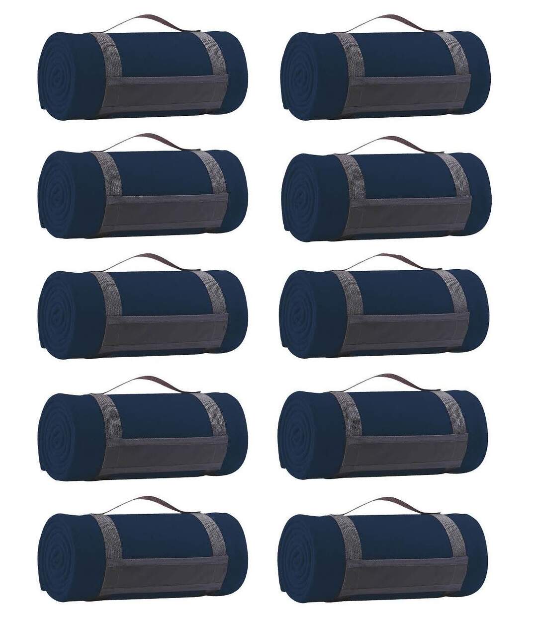 Lot 10 plaids couvertures polaires - bleu marine - 150x120 cm-1