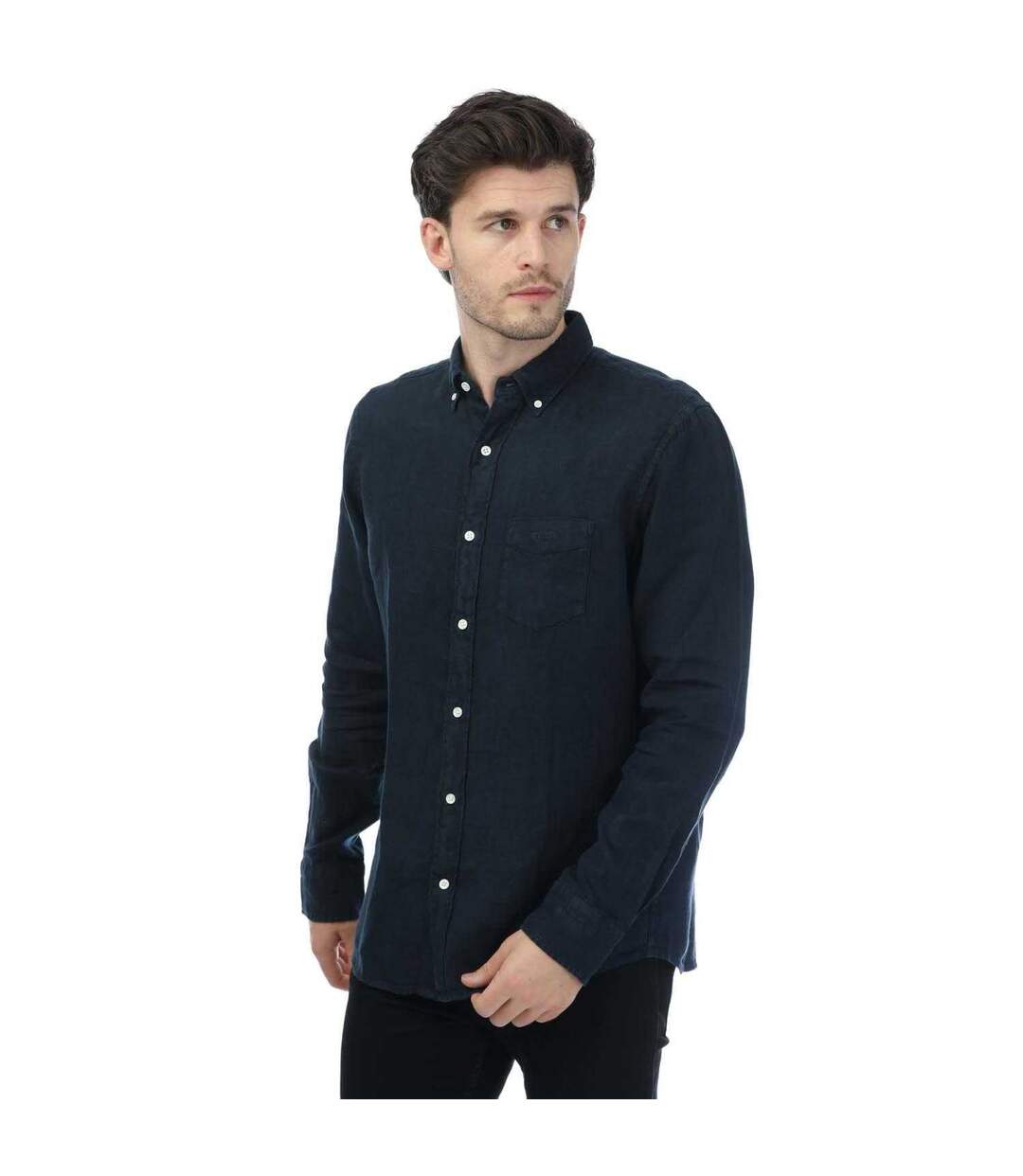 Mens Linen Regular Shirt Navy Gant-1