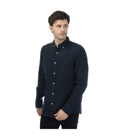 Mens Linen Regular Shirt Navy Gant