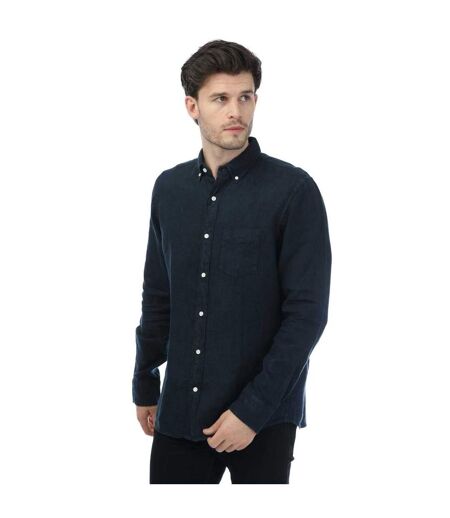 Mens Linen Regular Shirt Navy Gant