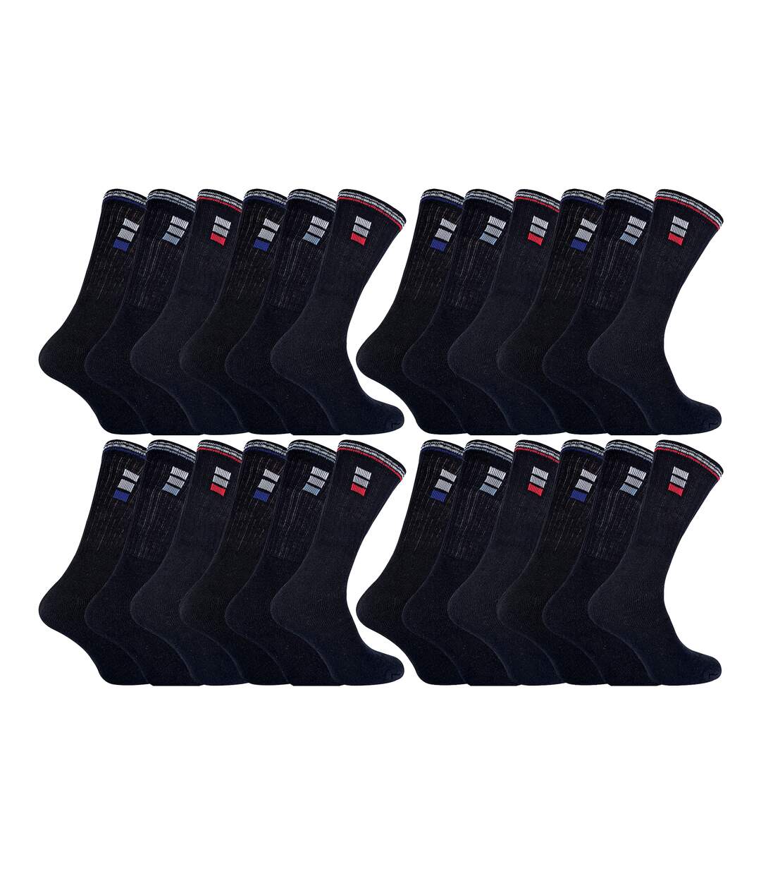 24 Pairs Multipack Mens Classic Sport Breathable Socks-1