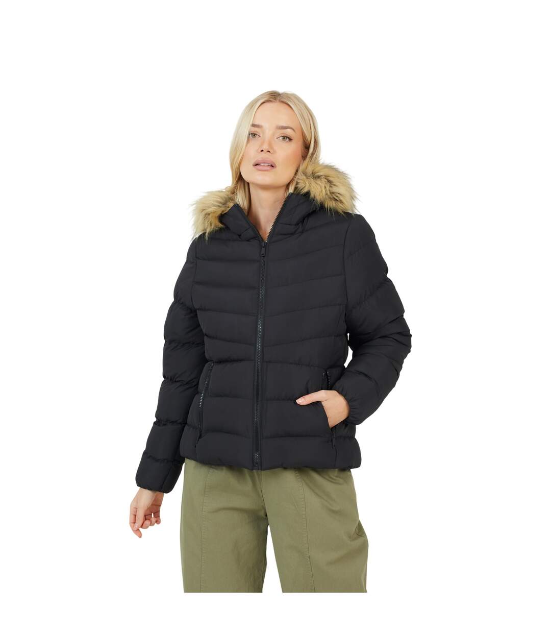 Doudoune Matelassée Motif/style Court Femme Noir Brave Soul-2