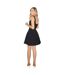 Womens/ladies Square Neck Mini Dress Black Odd Muse-1