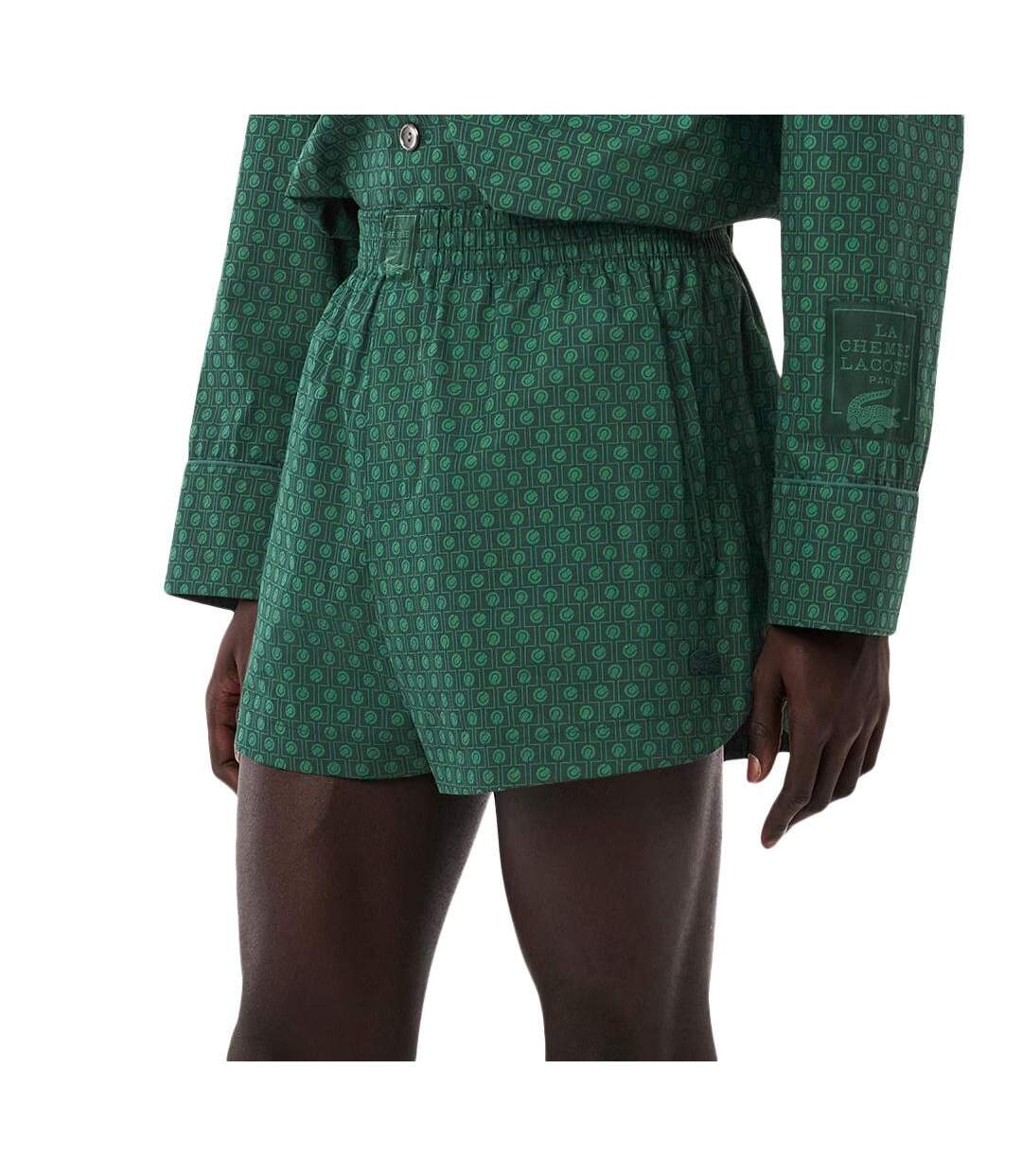 Short vert homme lacoste runway print popelin-1