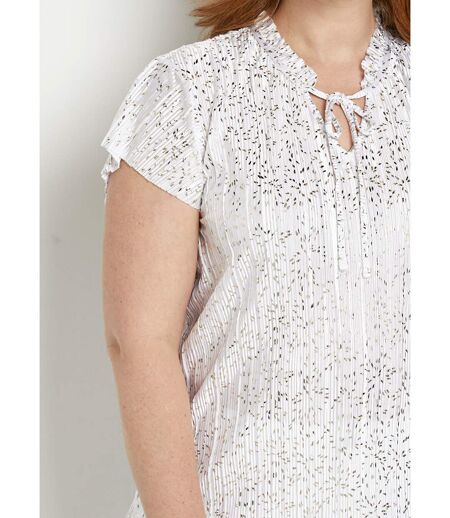 T-shirt long imprimé doré manches courtes