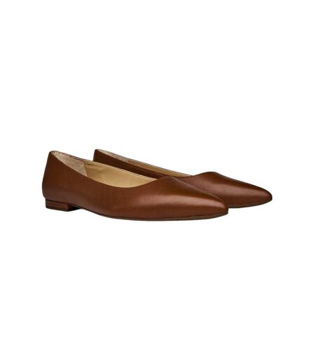 Womens/ladies Pointed Leather Ballet Flats Saddle Ralph Lauren