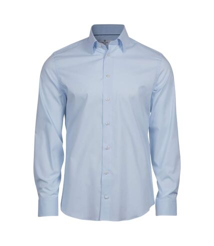 Mens luxury stretch long-sleeved shirt light blue Tee Jays