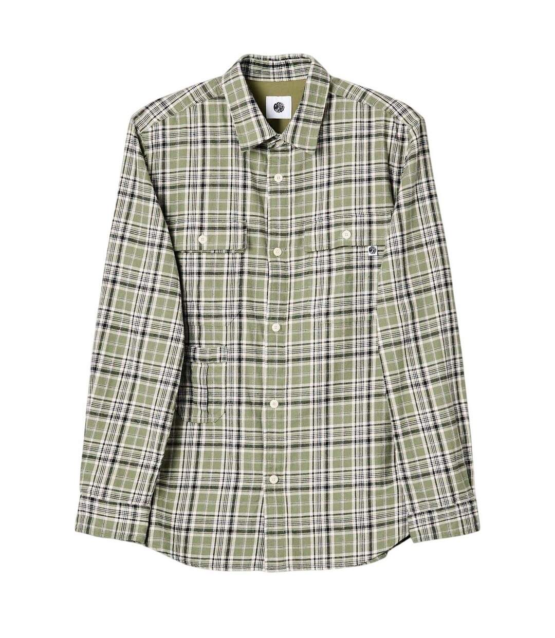 Mens Thornley Checked Long-sleeved Shirt Green Pretty Green-2