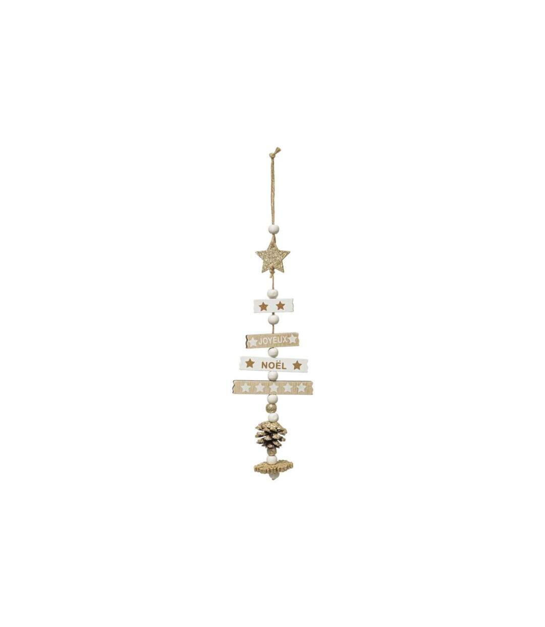 Sujet de Noël Sapin Cocon 31cm Blanc & Naturel-1