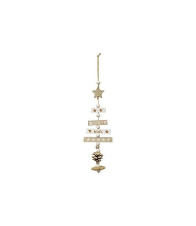 Sujet de Noël Sapin Cocon 31cm Blanc & Naturel