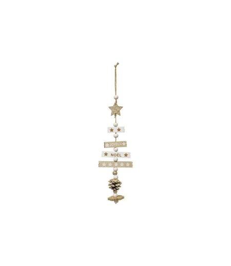 Sujet de Noël Sapin Cocon 31cm Blanc & Naturel
