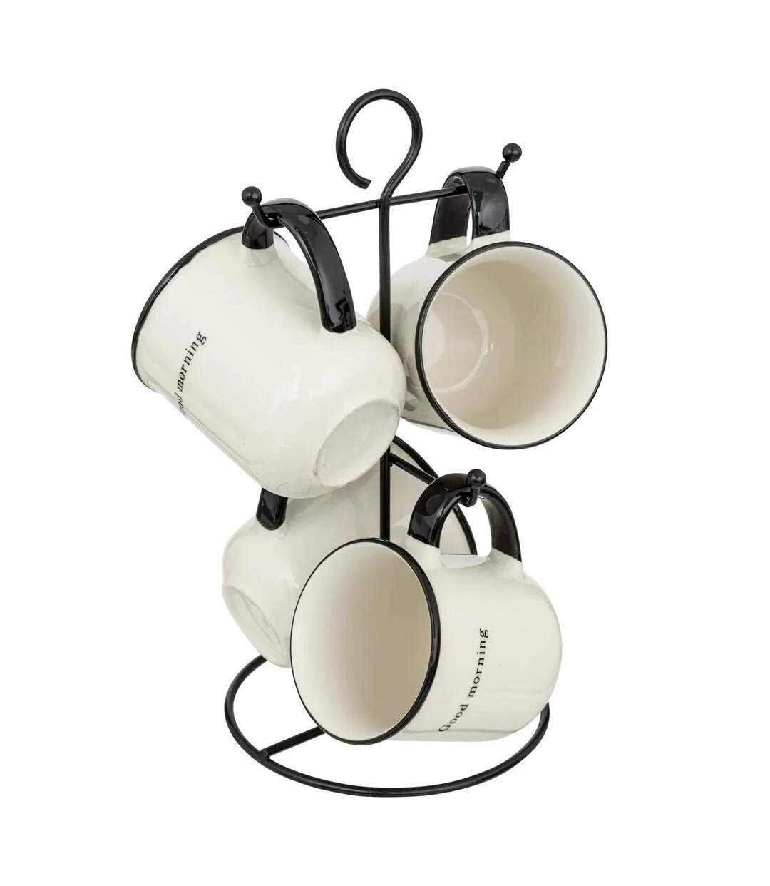 Lot de 4 Mugs sur Rack Alix 20cl Blanc & Noir-1