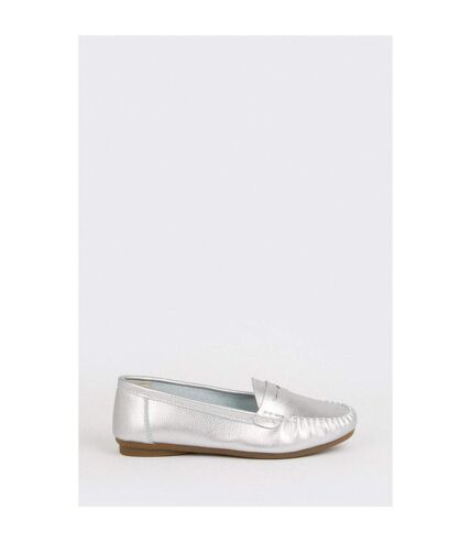 Womens/ladies nessa leather loafers silver Good For The Sole