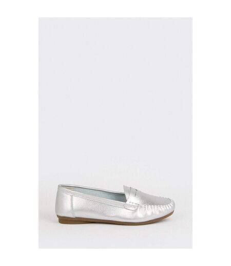 Womens/ladies nessa leather loafers silver Good For The Sole