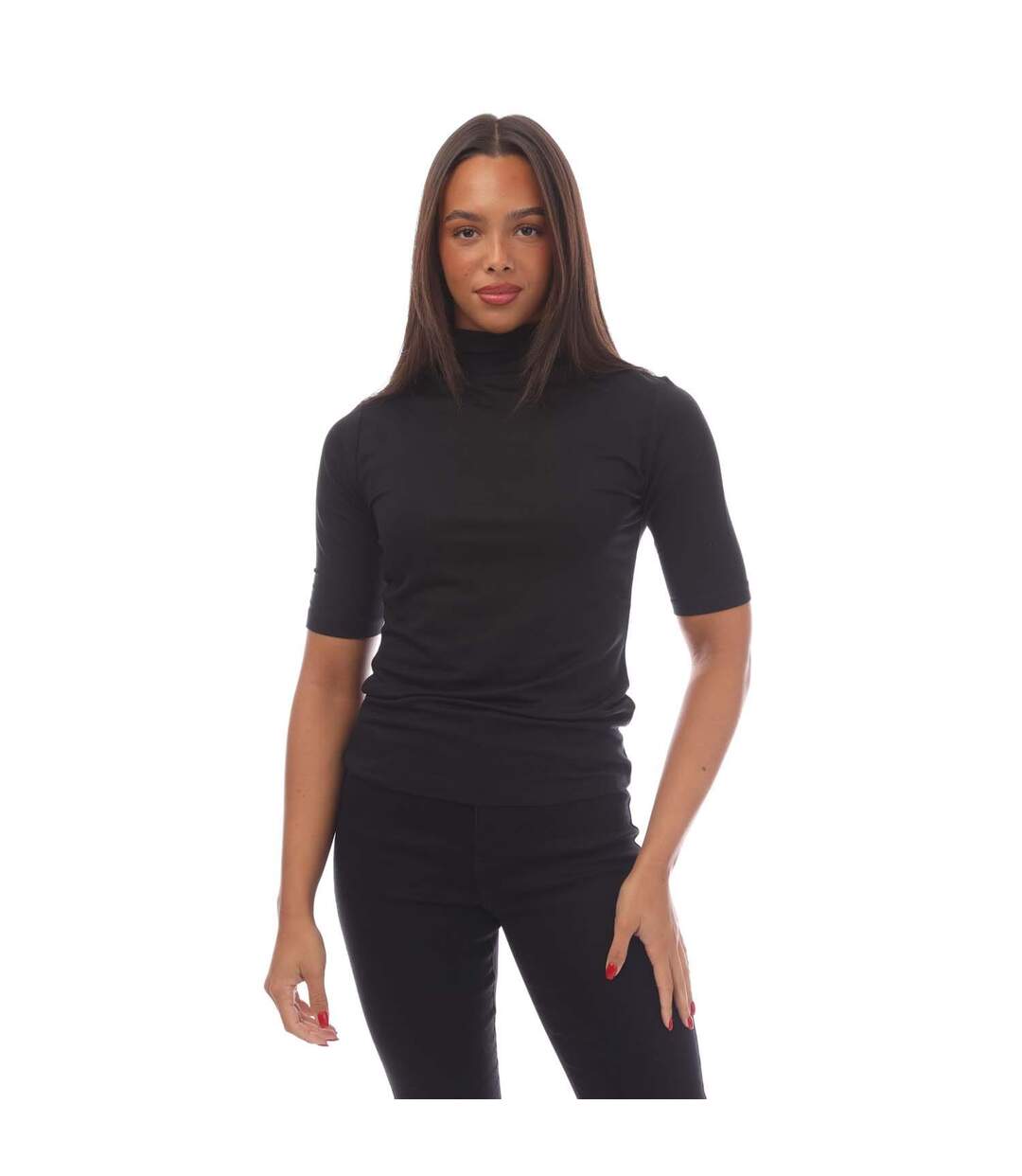 T-shirt etikat femme noir Boss-1