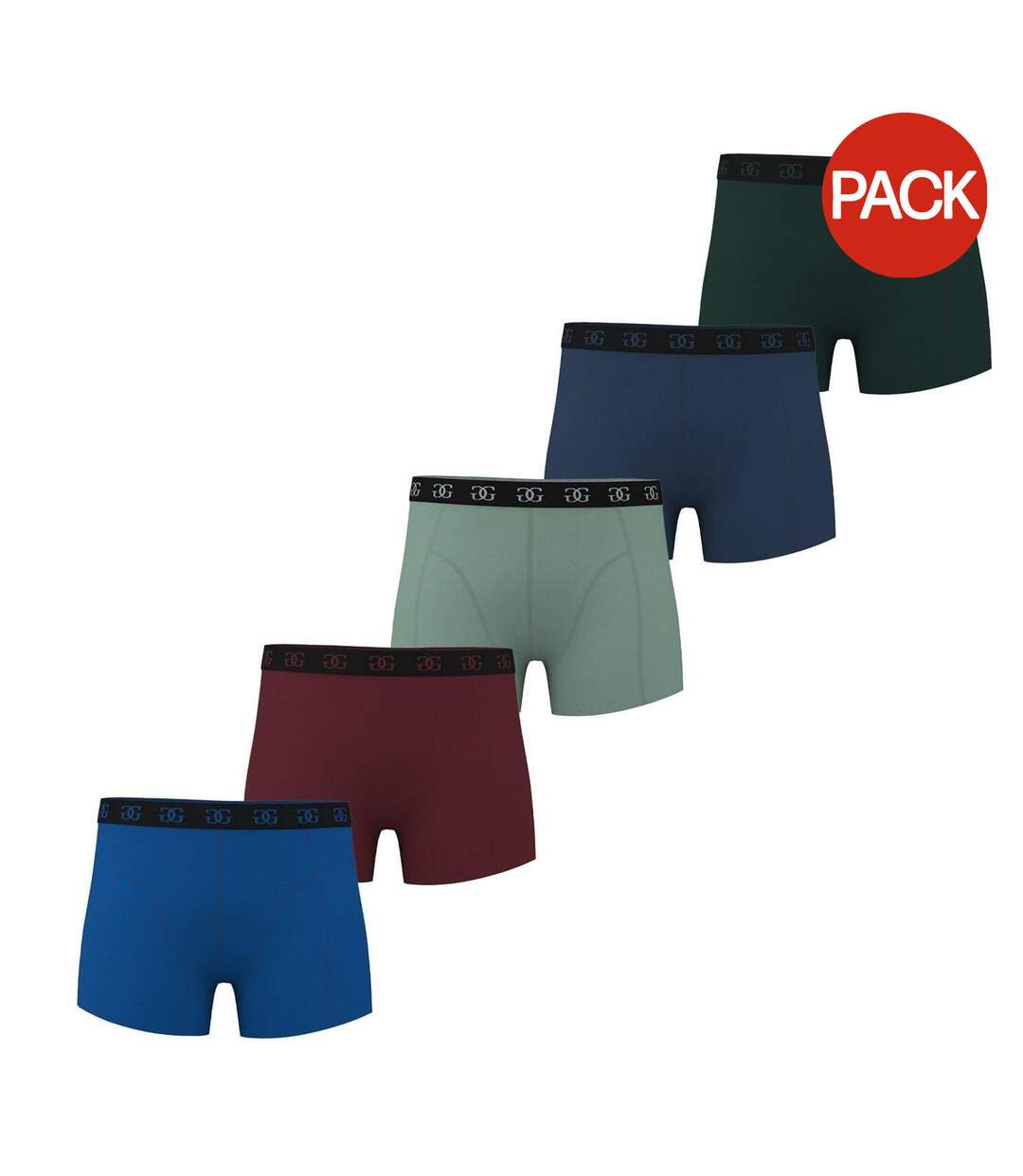 Lot De 5  Boxers Homme Bleu Bordeaux Vert Giorgio-1