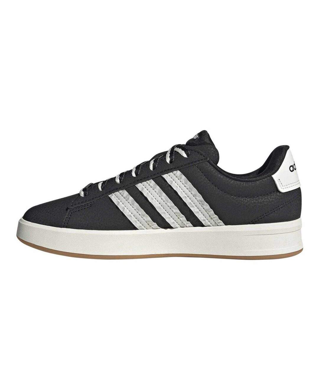 Mens Grand Court 3 Stripes Flat Trainers Core Black Adidas-3