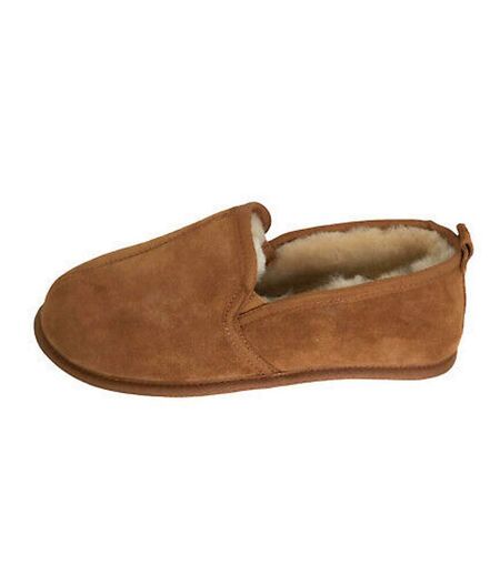Eastern Counties Leather Mens Sheepskin Lined Soft Suede Sole Slippers (Chestnut) - UTEL162
