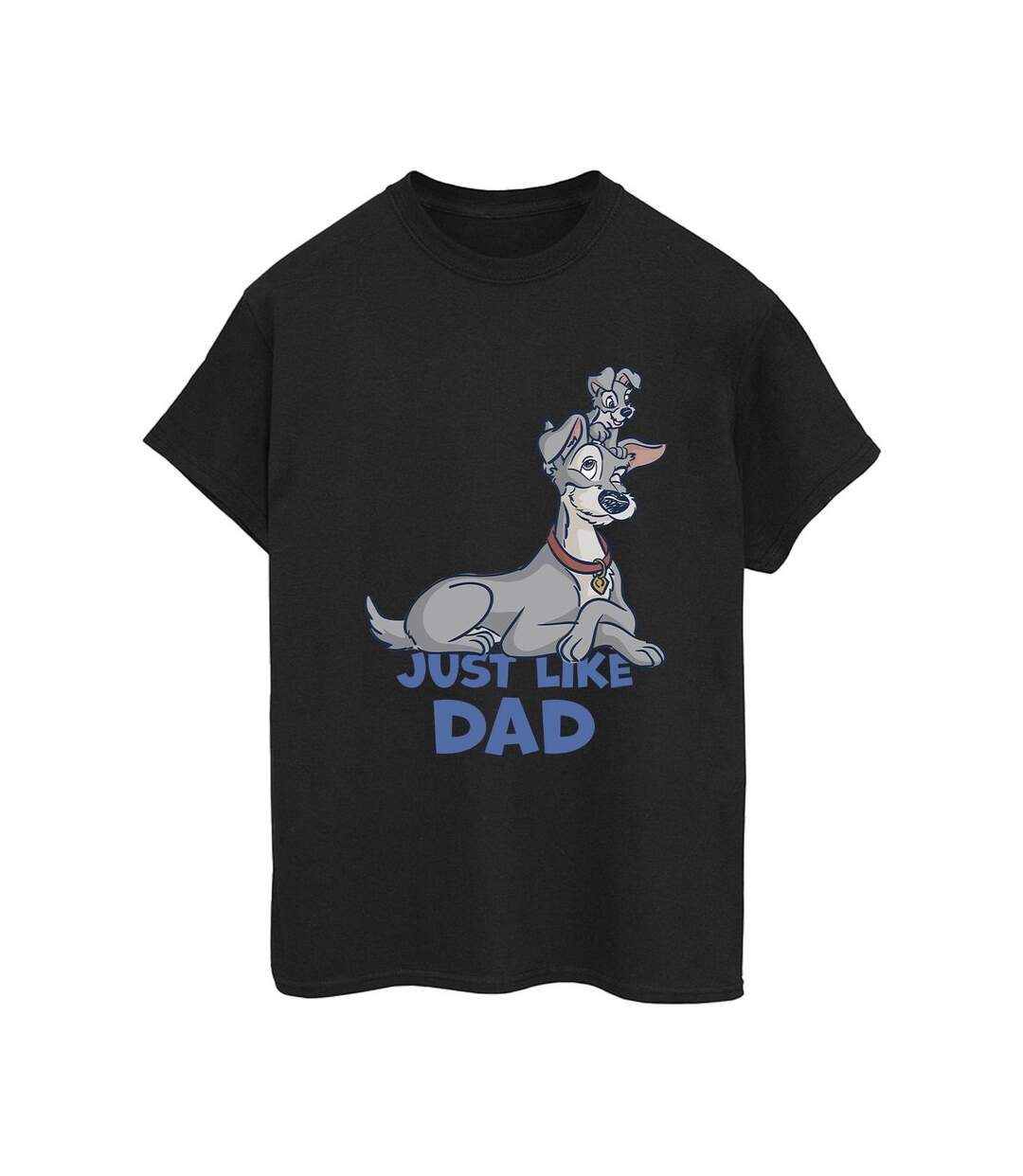 Disney Womens/Ladies Lady And The Tramp Just Like Dad Cotton Boyfriend T-Shirt (Noir) - UTBI30762-1