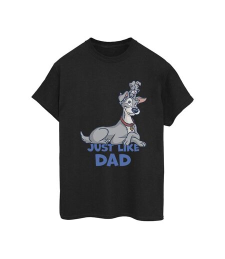 Disney Womens/Ladies Lady And The Tramp Just Like Dad Cotton Boyfriend T-Shirt (Noir) - UTBI30762
