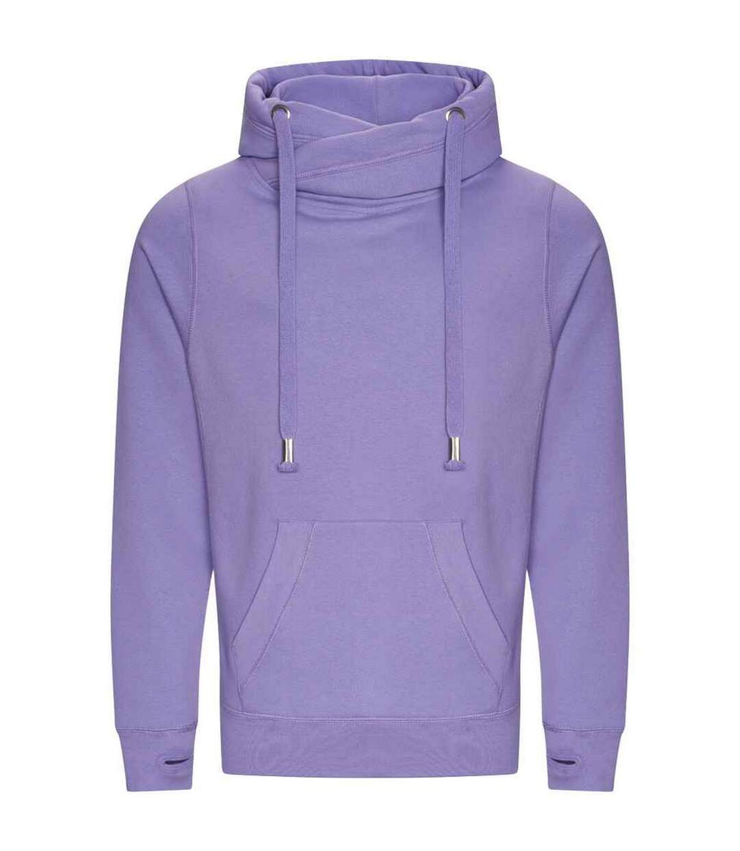 Unisex Adult Crossover Collar Hoodie Digital Lavender Awdis-1