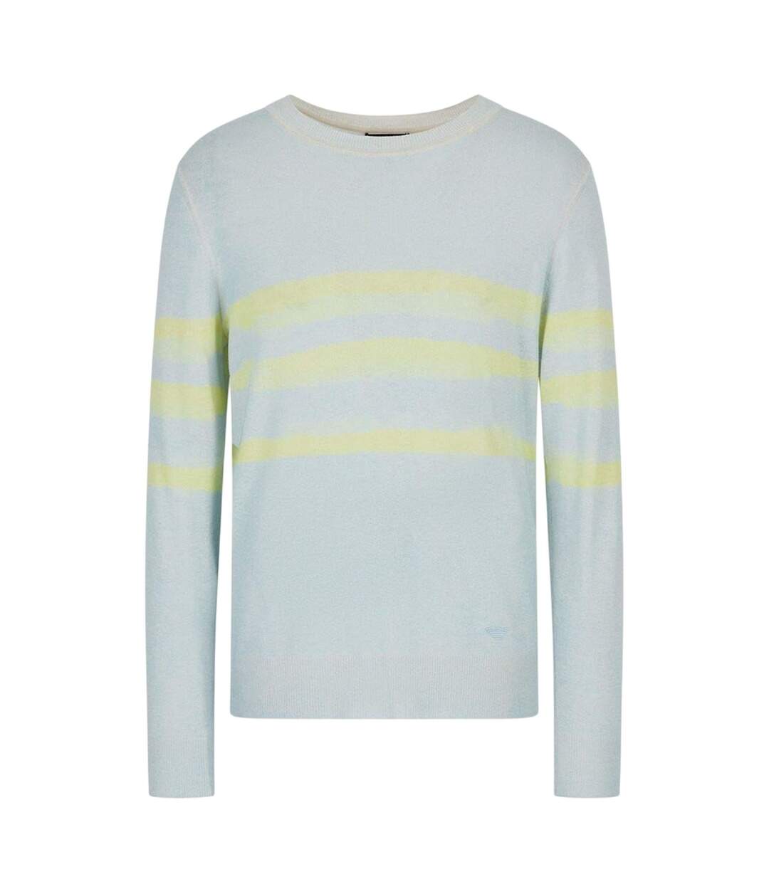 Mens Striped Long-sleeved Sweatshirt Light Blue Yellow Emporio Armani EA7-2