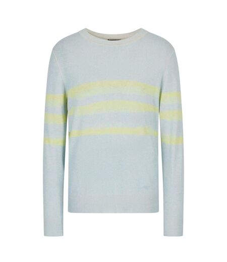 Mens Striped Long-sleeved Sweatshirt Light Blue Yellow Emporio Armani EA7