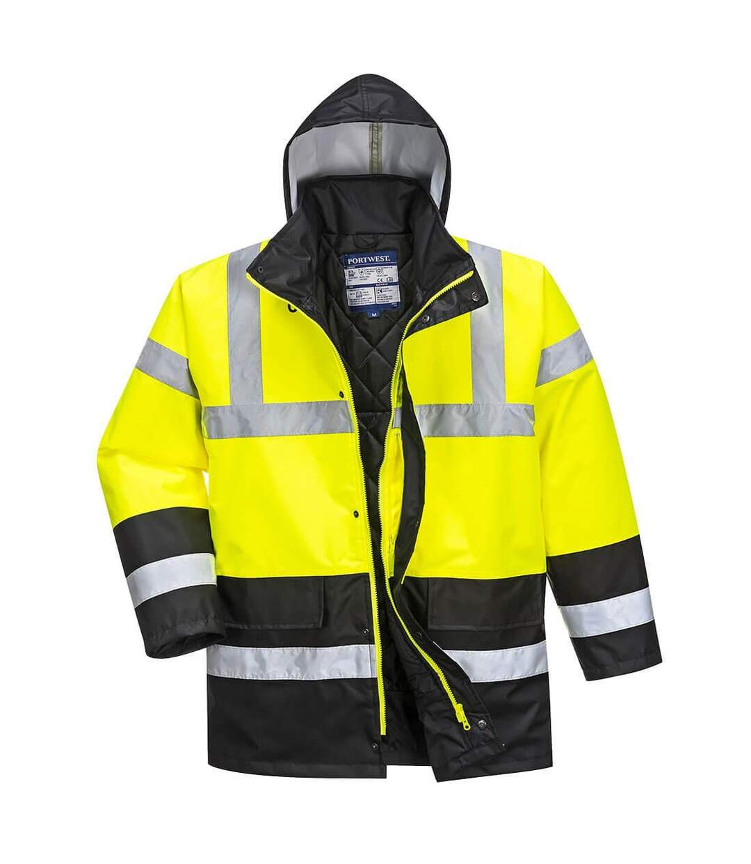 Mens contrast hi-vis winter traffic jacket yellow/black Portwest-1