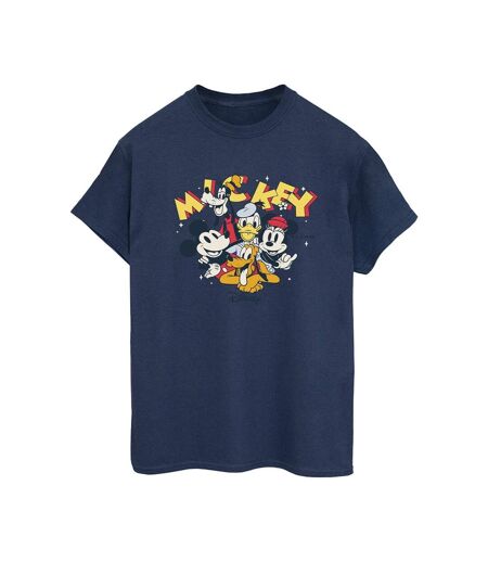 Disney Femme/Ladies Mickey Mouse Group Cotton Boyfriend T-Shirt (Bleu marine) - UTBI38390