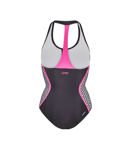 Womens/ladies Front Zip One Piece Swimsuit Multicoloured Zoggs